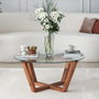 Hanah Home Mesa de Centro Lotus con Cristal Templado y Madera